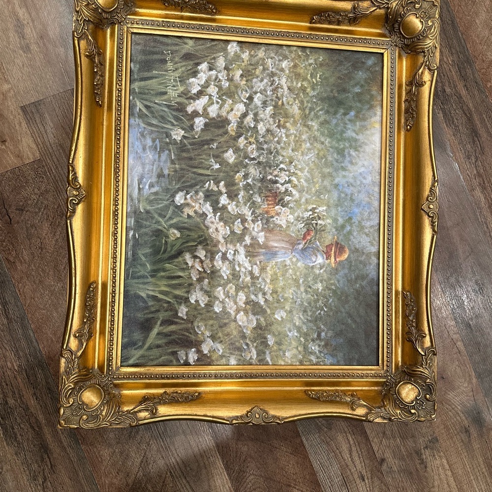 Gold Ornate Framed Floral Painting - Picture 2 of 4